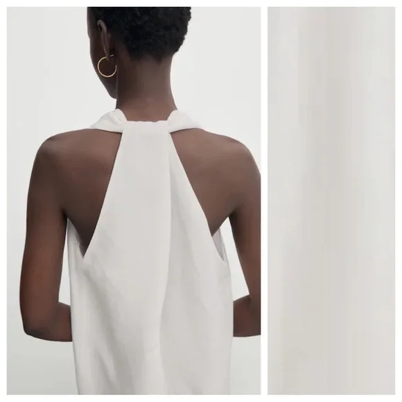 NWT. Massimo Dutti White Midi Dress with Criss-Cross Detail at the Back. Size S. - Picture 4 of 12